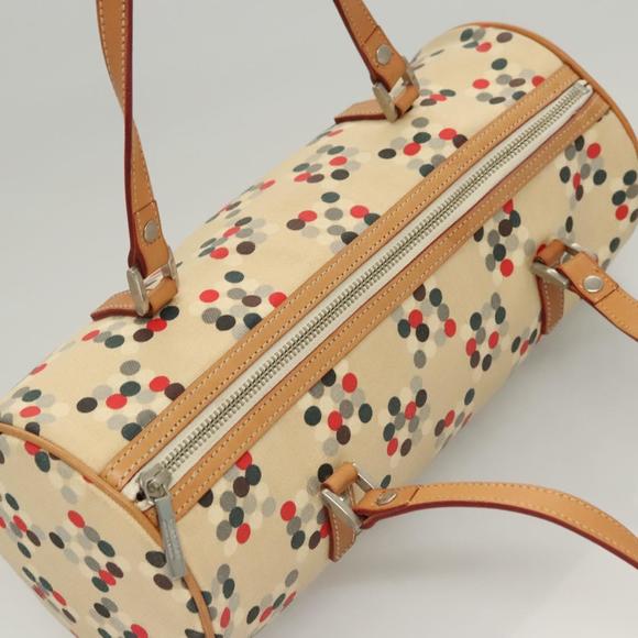 BURBERRY Blue Label Hand Bag Canvas Beige Silver Auth 124153 - Picture 6 of 16